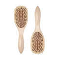 Triangular Scalp Massage Natural Wood Hairbrush with Detangling Paddle Custom Logo Presentation Box