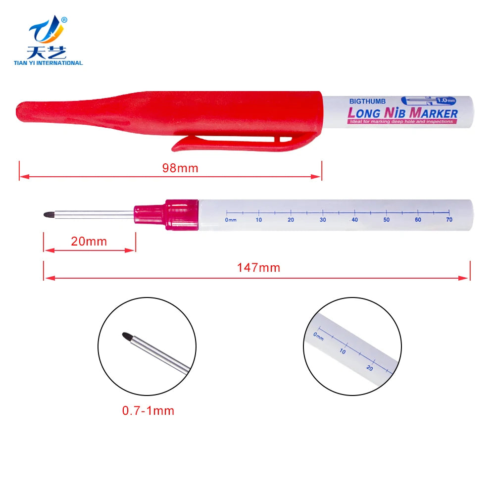 20mm Water Resistant Marker Pen Metal Surface Home Textiles Marker Pen Long Tip Deep Hole Markers Fine Art Drawing Pen Black