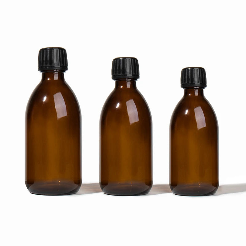 Hot Seller 60ml 125ml 250ml Amber Oral Liquid Syrup Glass Bottle Screw Cap CAPOT Brand