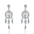 Factory 925 Sterling Silver Tree of Life Dream Catcher Drop Earrings for Women Vintage Bohemia Jewelry for BAMOER SCE457