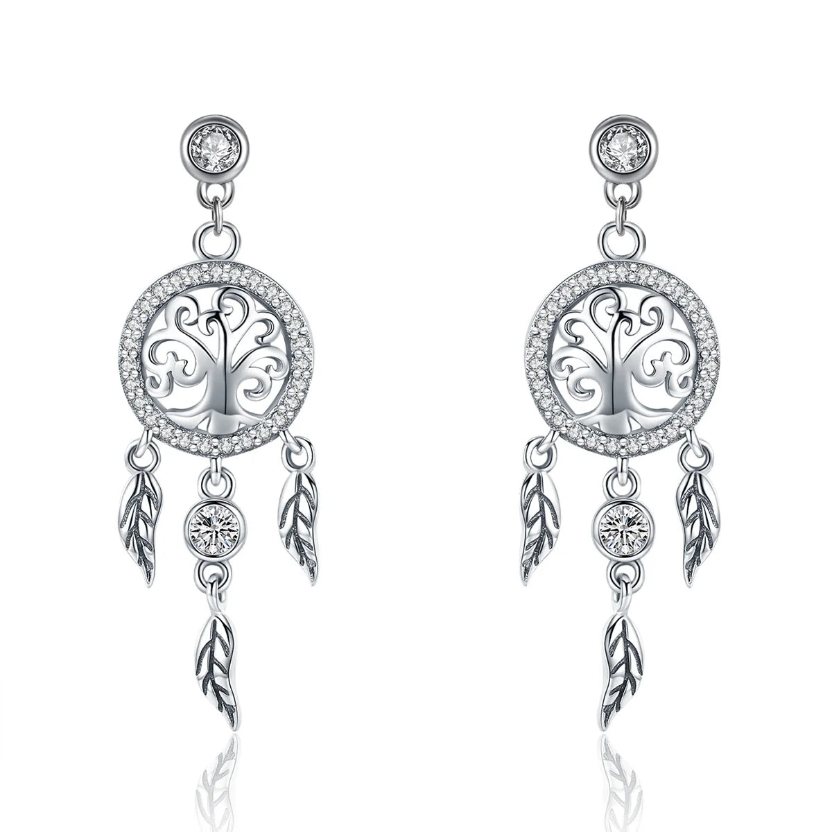 Factory 925 Sterling Silver Tree of Life Dream Catcher Drop Earrings for Women Vintage Bohemia Jewelry for BAMOER SCE457