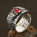 Cross-border Hot Selling Open Ring European American Vintage Pixiu Ring Trend Domineering Six-character Mantra Ring