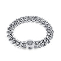 Top Quality Polished Skull Bracelet Stainless Steel Cuban Link Chain Punk Bracelet Bangle for Men Jewelry Gift 23cm