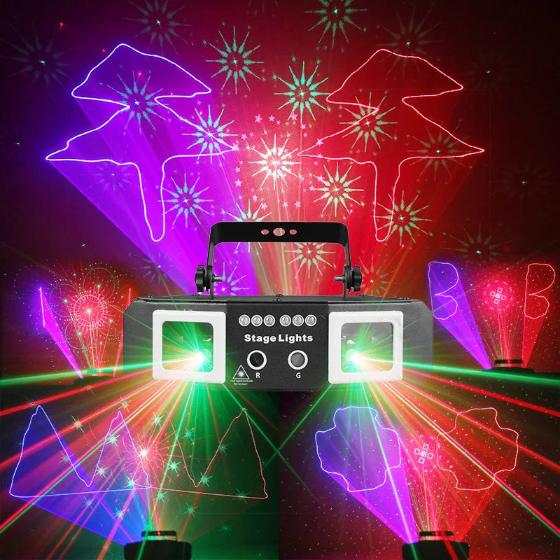 DMX512 RGB UV LED Stage Disco Party Lights Sound Activated Laser Projector Light Beam for DJ KTV Bar Nightclub Xmas Party