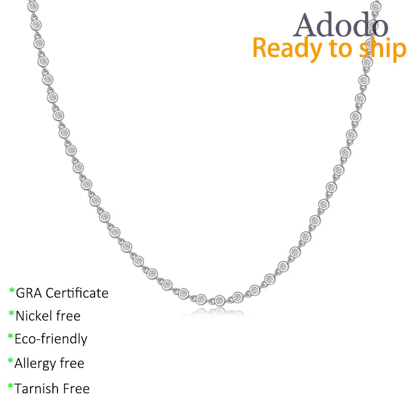 Custom Fine Jewelry 925 Sterling Silver D-VVS Diamond Moissanite Tennis Chain Necklace Wholesale Hip Hop Jewelry Necklace Women