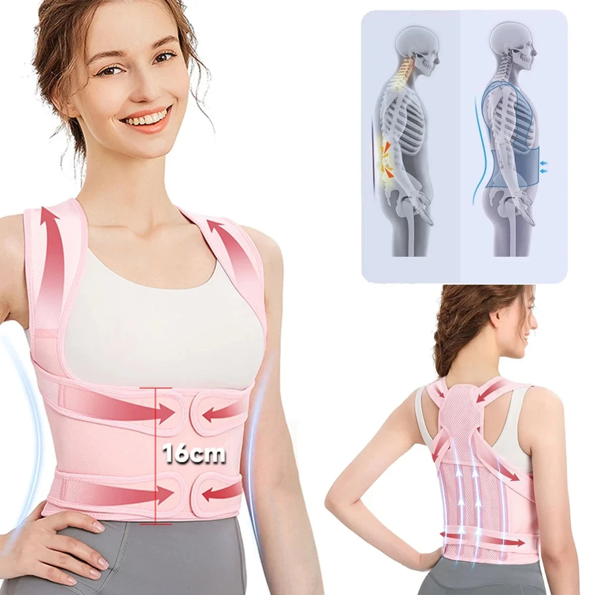 Adjustable Posture Corrector for Women & Men Adjustable Back Support Brace for Pain Relief Upper & Lower Back Support