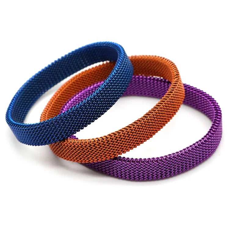 Odian Colorful Spring Bracelet Stainless Steel Stretch Mesh Bracelet