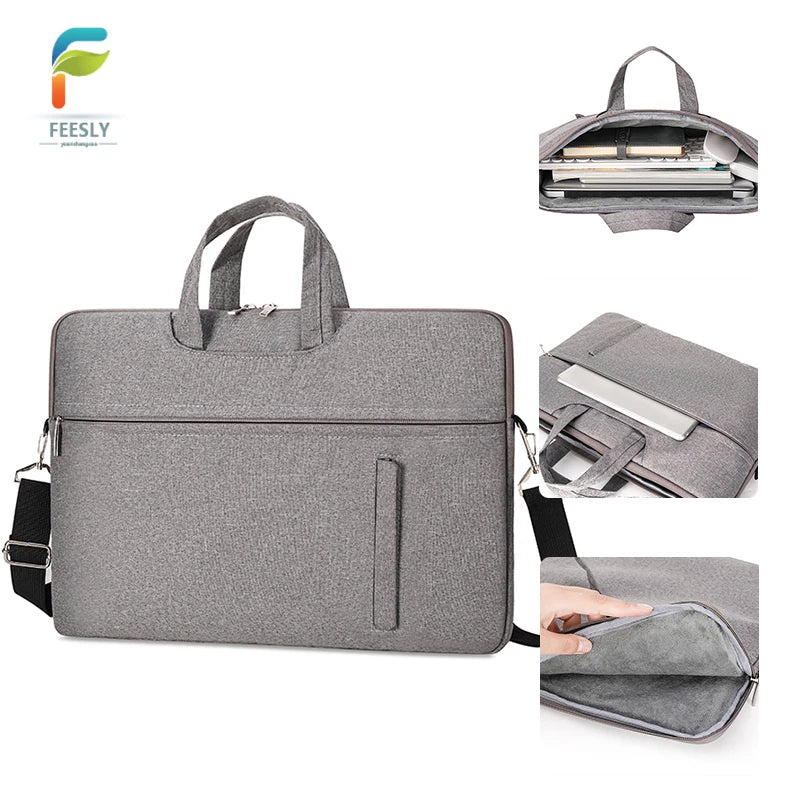 Laptop Bag 13 14 15.6 Classic Slim Briefcase Messenger Bag Hidden Handheld Shoulder Bag Compatible with Laptop