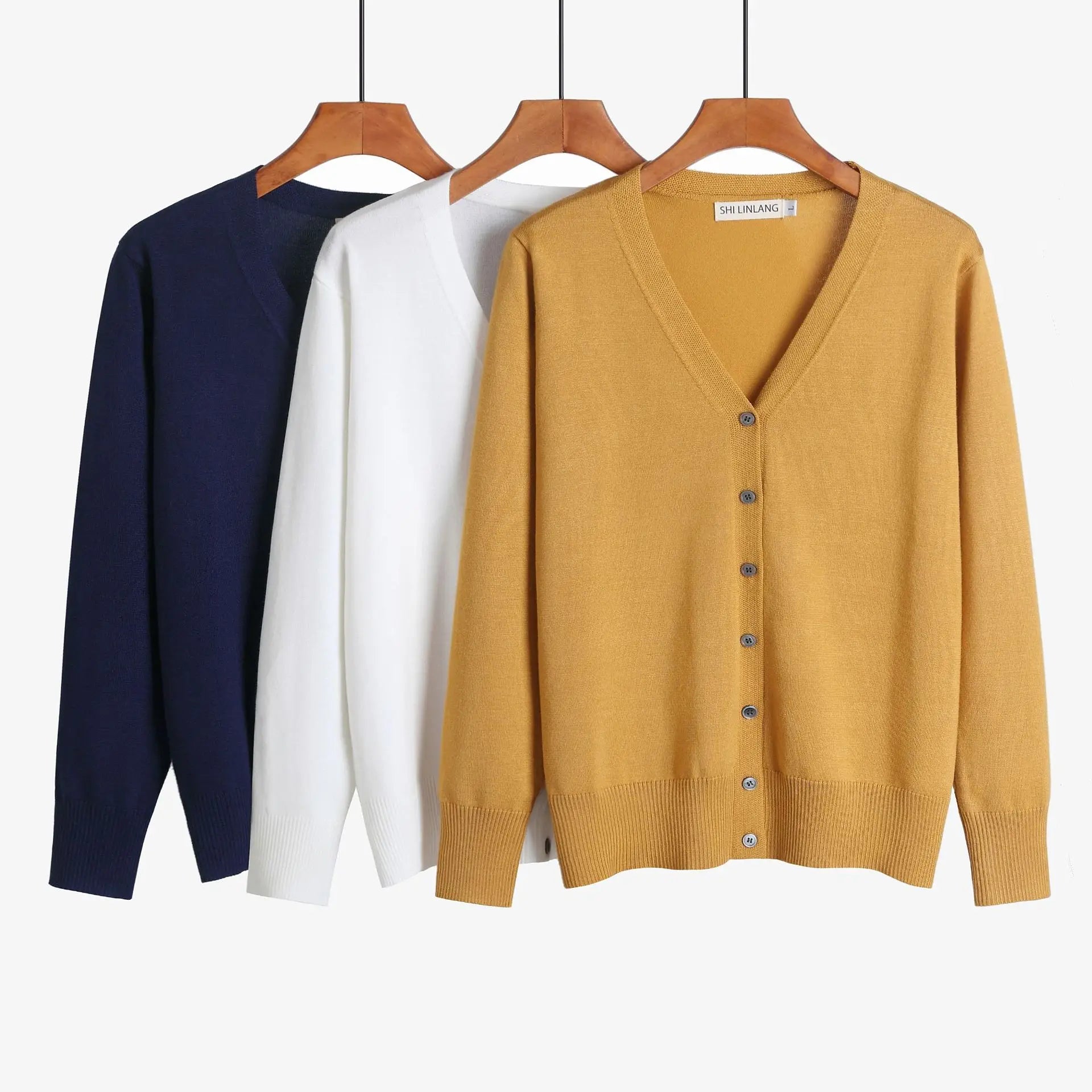Autumn New Women Knitted Cardigan Fashion V-Neck Long Sleeve Solid Cardigan Sweater Single Button Casual Knit Coat for Women