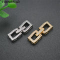 High Quality Nickel Free Anti Fading Gold Plated CZ Pave Rectangle Fastener Connector Lock Clasps for Pearl Jewelry Making