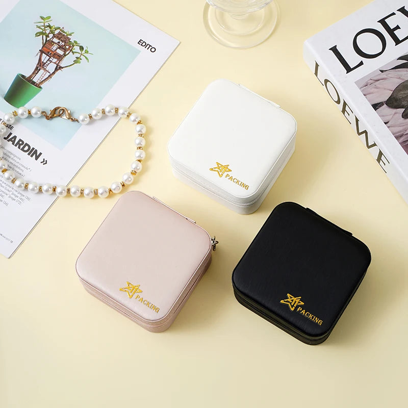 A1 Hot Style Travel Leather Potable Storage Necklace Packaging Boxes Display Ring Pendant Earring Jewelry Organizers case