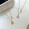 Luxury Fashion Pure 925 Sterling Silver Zircon Round Hollow Letter H Pendant Necklace for Women Girls Jewelry