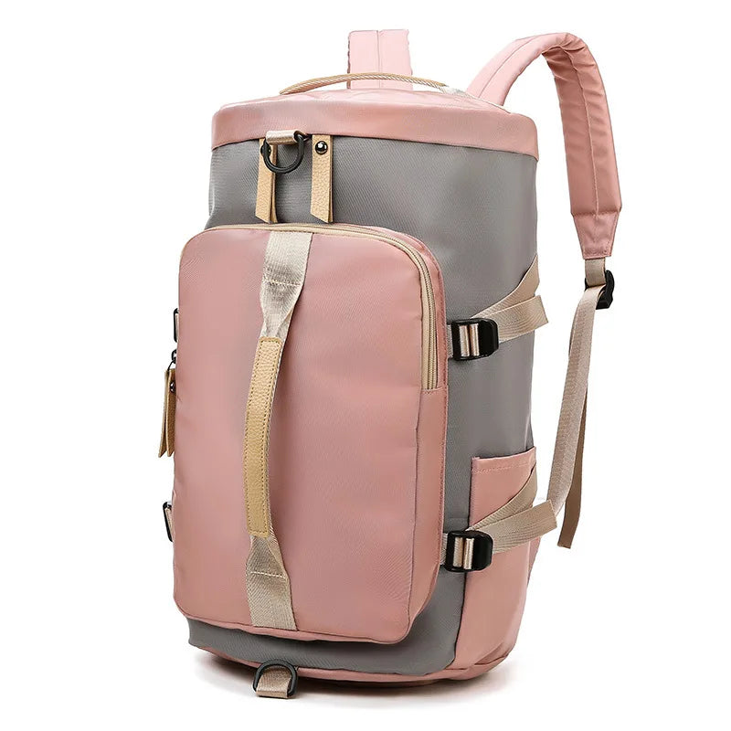 Custom Logo Fashion Travel Duffel Bag Zipper Closure Durable Polyester Large Capacity Multifunctional Portable Unisex Backpack