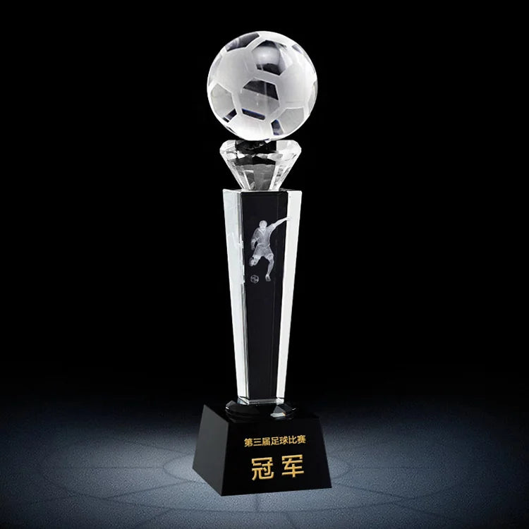 Wholesale K9 Blank Crystal Ball Trophy Football Custom 3d Laser Engrving Crystal Glass Golf Trophies for Football Club