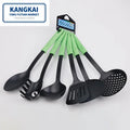 6PCS Heat Resistant Flexible Eco-friendly Reusable Kitchen Cooking Ware Set Plastic Cooking Utensil Sets With Green Handle