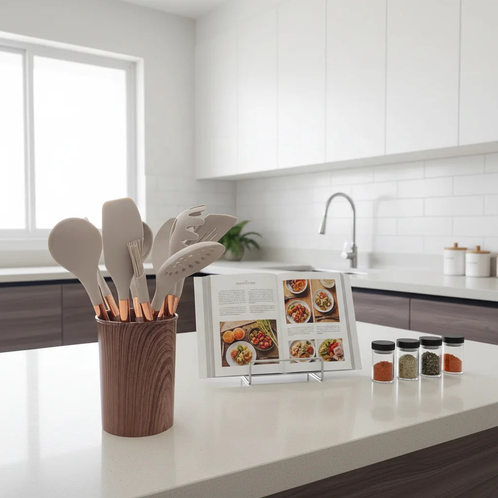 Nordic 10 Pcs Cooking Tools Kitchenware Set Plastic Handle Silicone Kitchen Utensils Set