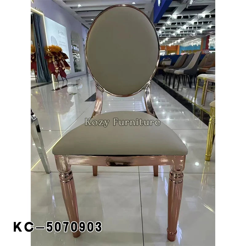 Modern Restaurant Dining Chair with PU Leather and Iron Gold Legs for Hotel and Home Use