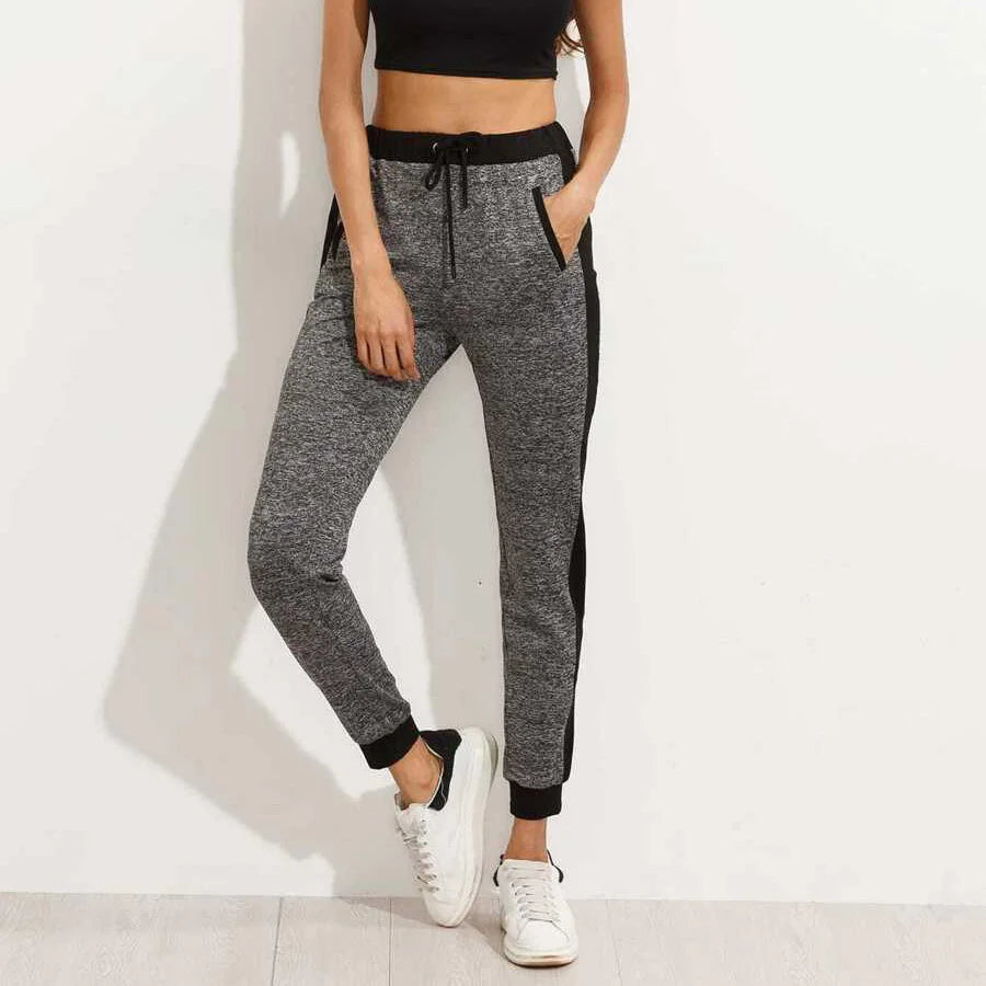Sport Contrast Stripe Mid Rise Joggers Women' Sweat Pant Track Pant Elastic Waistband Trouser for Women