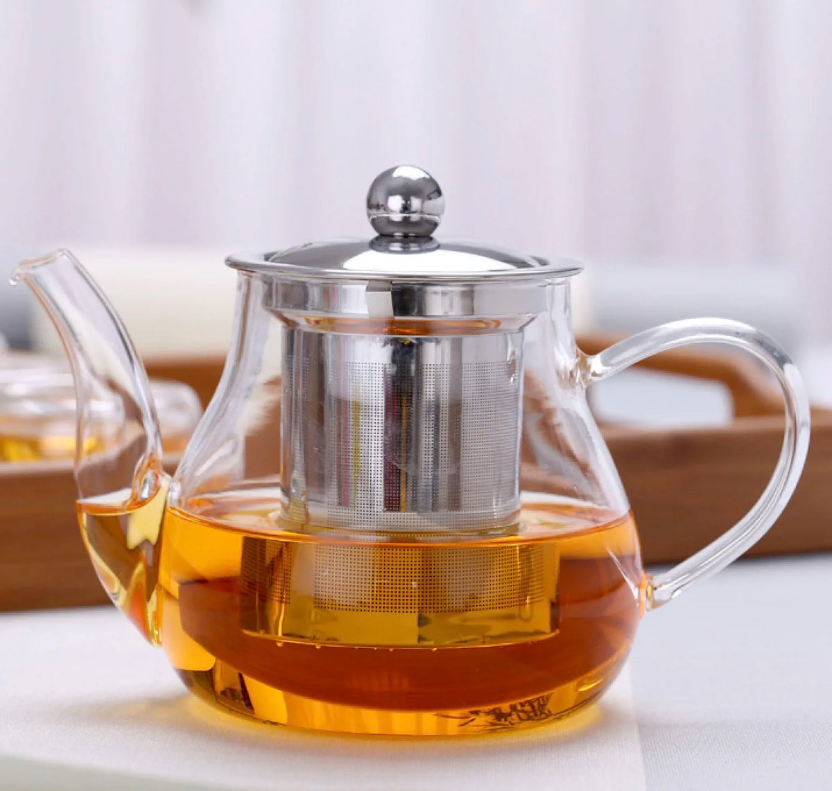 Japanese Style 400ml/600ml Borosilicate Glass Teapot with Stainless Steel Infuser Small Size Heat Resistant for Coffee Tea Sets