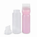 Custom Salon Empty clear pp Plastic Shampoo Oil 180ml 200ml Plastic Hair Dye Comb Applicator Bottle