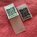 Scanned QR Code Design Washing Clothing Satin Labelworkable QR logo Center Fold Fabric Label