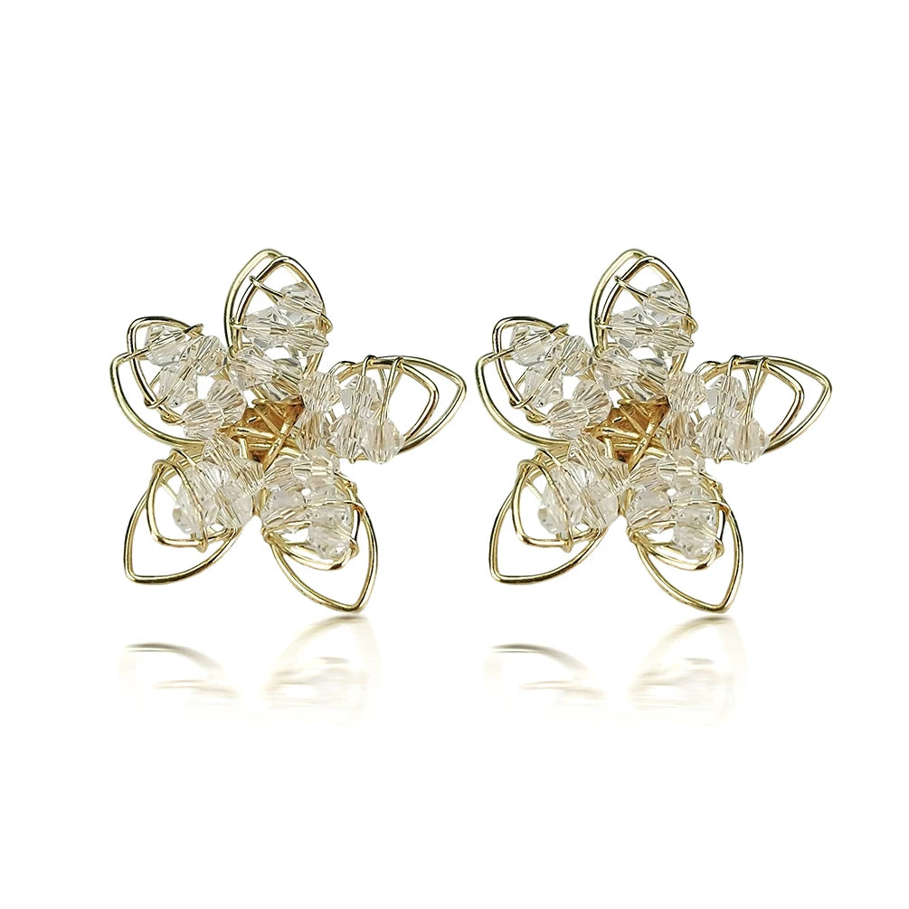 New Wholesale Jewelry Fashion Earrings Charm Design Flower Women Acrylic Beads Elegant Stud Earrings