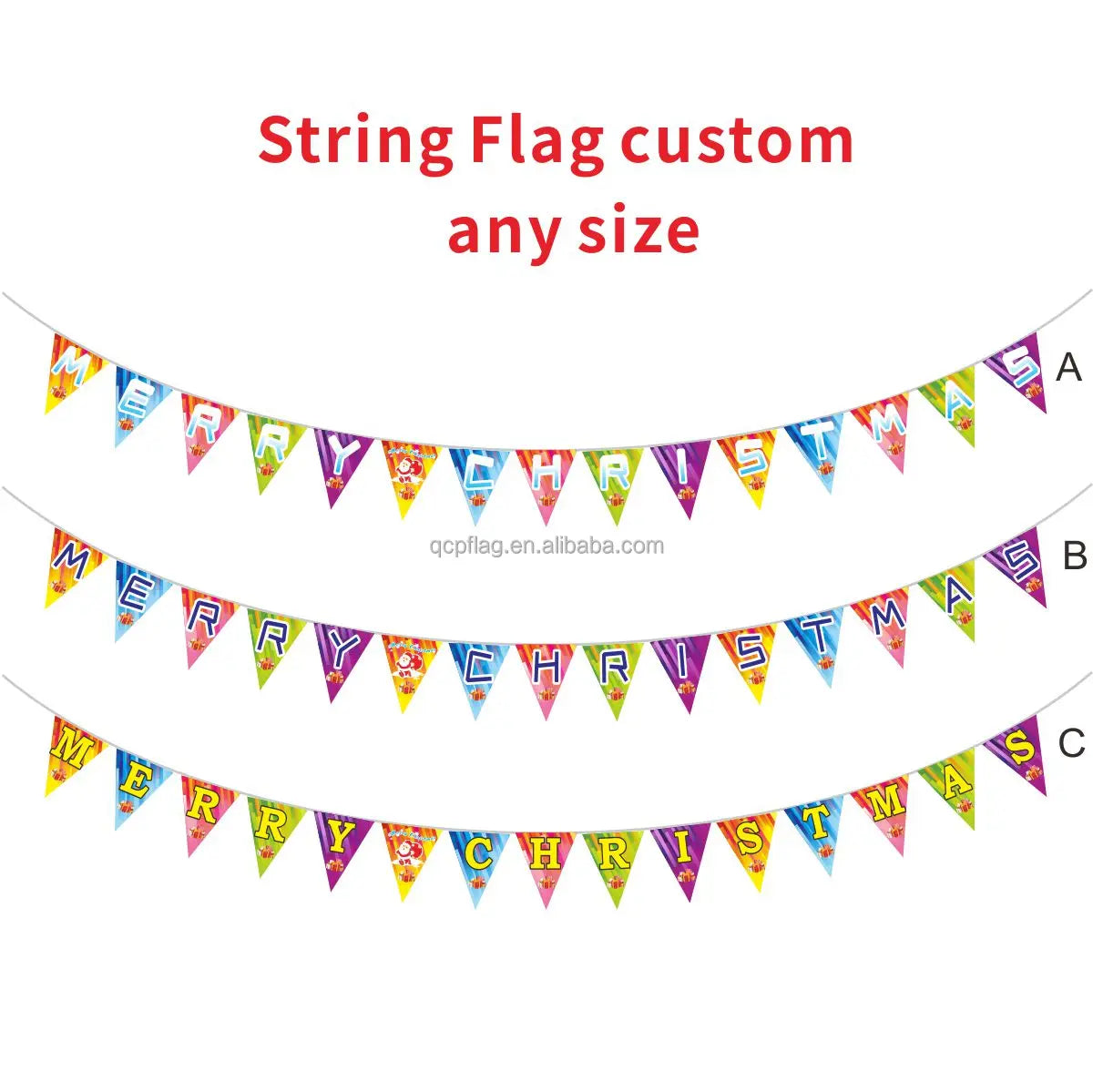 2026 Merry Christmas Triangle Pennant Flag Polyester Waterproof 24x30cm Happy New Year Hanging Happy Birthday Party Banners
