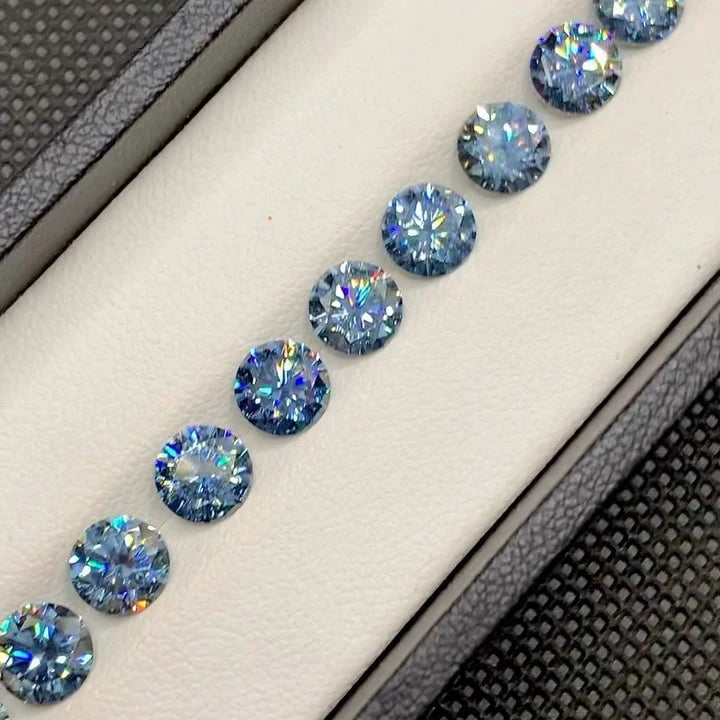 Factory Wholesale Pass Diamond Tester VVS Ice Out Moissanite Blue Color Loose Moissanite Stone Round Drilliant Cut Fine Jewelry