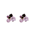 Vintage Design Exquisite Purple Crystal Flower Earring Sweet Opal Beads Zircon Flower Stud Earring for Women Girls