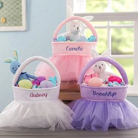 Hot Selling Custom Monogram Tutu Easter Basket Ballerina Girls Easter Bucket Easter Decoration Candy Bags
