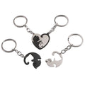 Cut Couple Cat Keychain for Women a Pair of Lover Couple Animal Matching Pendant Valentines Gift Unique Design Jewelry
