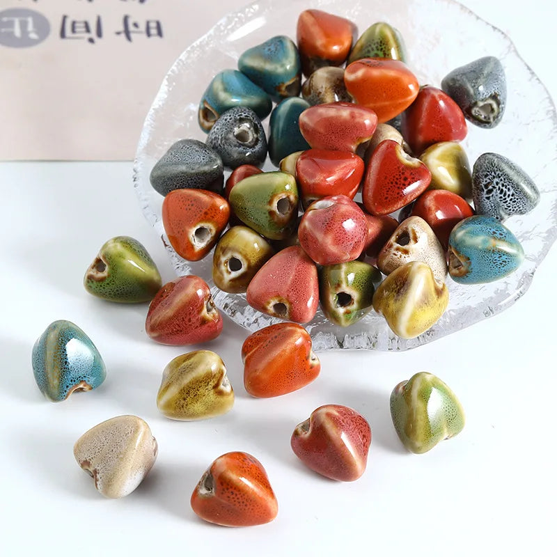 Cute 14*15.5mm Colorful Ceramic Clay Beads Handmade Zongzi Triangle Loose Bead Charm for DIY Bracelet Jewelry Accessories