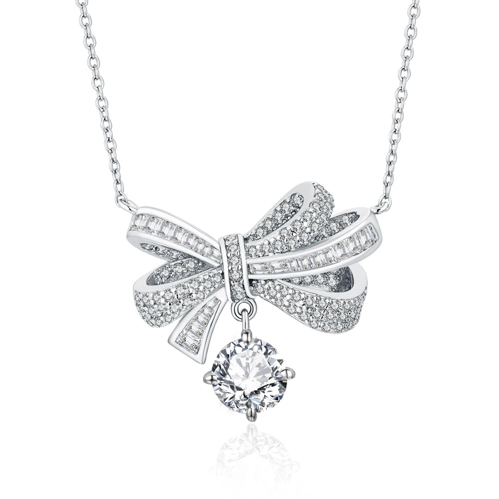Special Counter Cute 2ct 925 Sterling Silver Custom Luxury 8.0MM Moissanite Wedding Necklace for Women and Girls