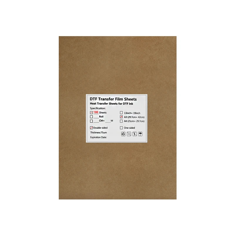 Ocbestjet A3 Digital Inkjet Printing PET Dtf Film Anime 75U Thickness Double-sided Film