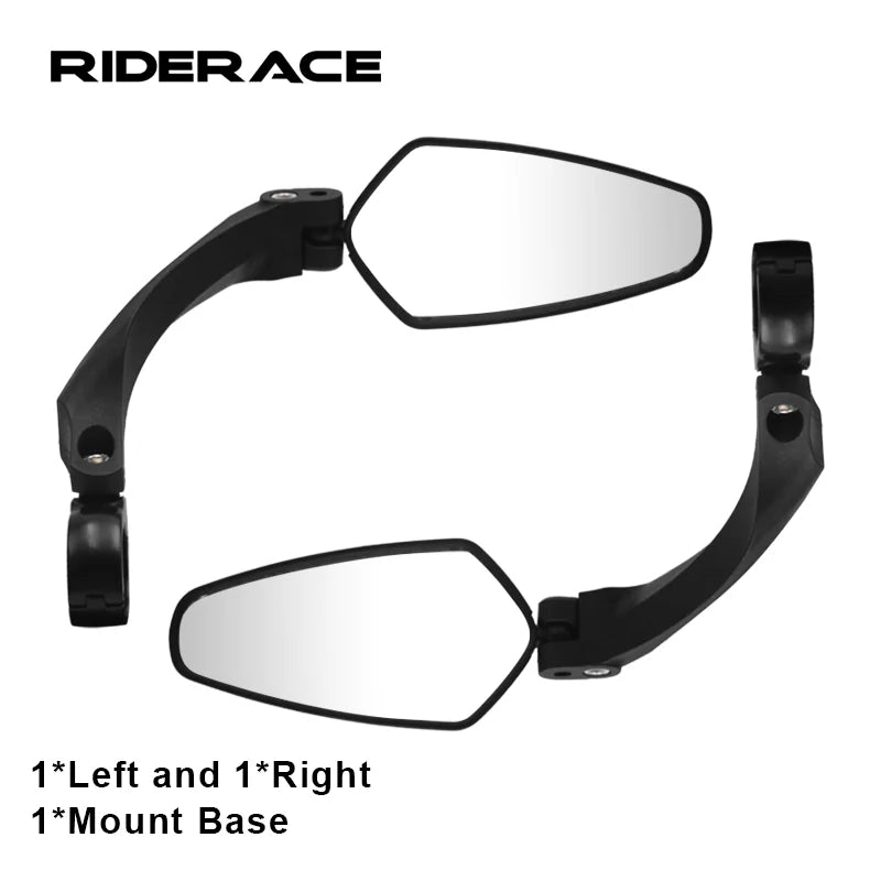 RIDERACE 1PC Mountain Bicycle Rearview Mirror 360 Rotation Adjustable Bike Handlebar Mirror Scooter Safety Rear View Reflector