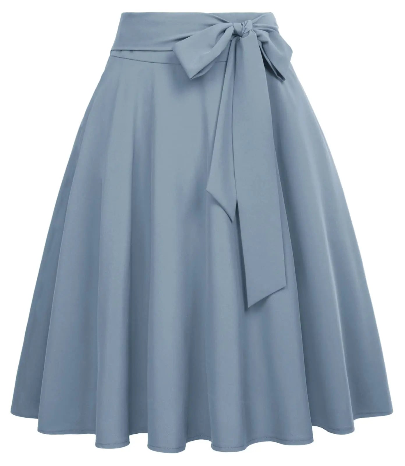 Wholesale Custom Casual Knitted Pleated Knee-Length Ruched Flowy Skirt Women's High Waist A-Line Skater Flared Midi Skirt