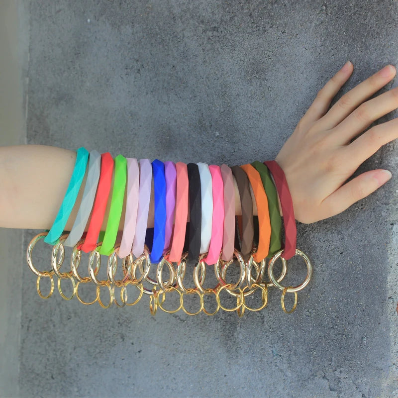 Keys Wallets Silicone Bracelet Key Ring Silicone Bangle Bracelet Customize Bracelet Keychain Charms for Key Rings