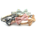 Wholesale Stocked Cute Plaid Bow Knot Pet Collars Floral Print Nylon Pet Cat Collars