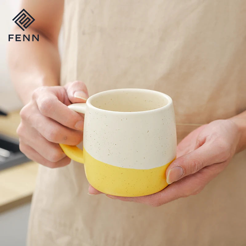 FENN Custom Personalise Gift Tea Cup Coffee 400ml Ins Ceramic Coffee Mug Dishwasher Safe Sublimation Mug with Ceramic Word Mug