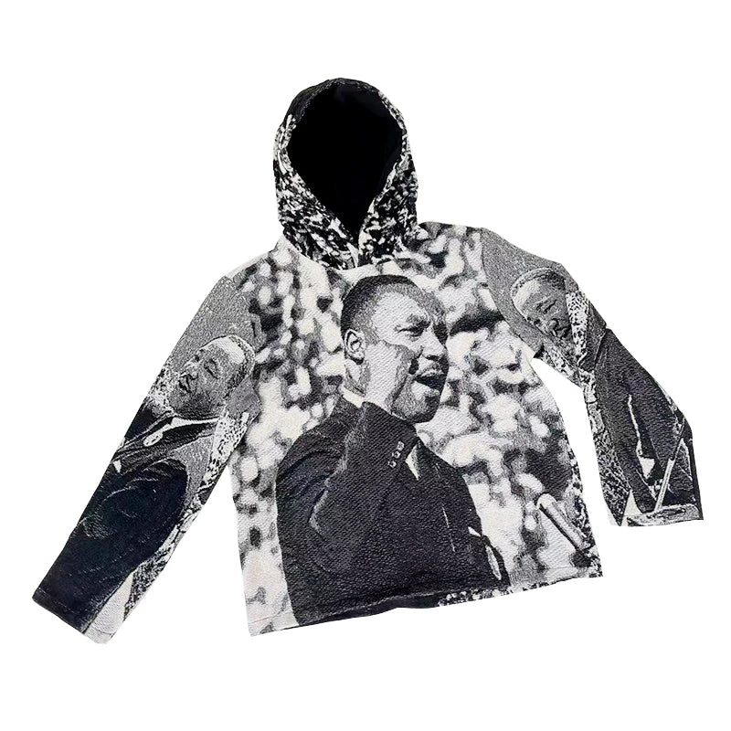 Custom Solid Winter Woven Tapestry Hoodie for Men-Breathable Pullover