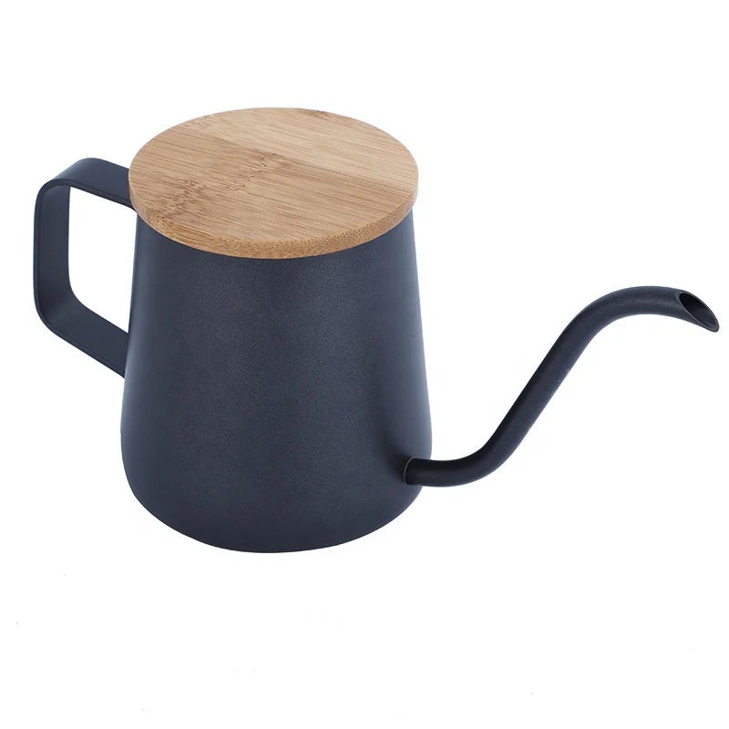 New 350ml Gooseneck Coffee Drip Kettle with Bamboo Lid Stainless Steel Espresso Coffee Maker Pot