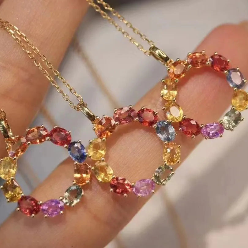 Hot Sale GIA Certified 925 Sterling Silver Necklace Natural Sapphire Rhodium Gold Plated Fine Pendants Charms for Friends Gifts