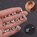 Stainless Steel Cartilage Piercing Helix Tragus Daith Stud Barbell Earrings Cluster Zircon Wedding Party Women