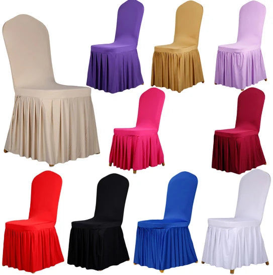 High Quality Durable Reusable Washable Polyester Events Banquet Wedding Stretch Spandex Chair Cover Skirting Customizable Size