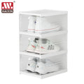 Haixin 3 Layers clear Stackable Sneaker Storage Organizer Plastic Foldable Shoe Storage Boxes Cabinet Storage for Entryway