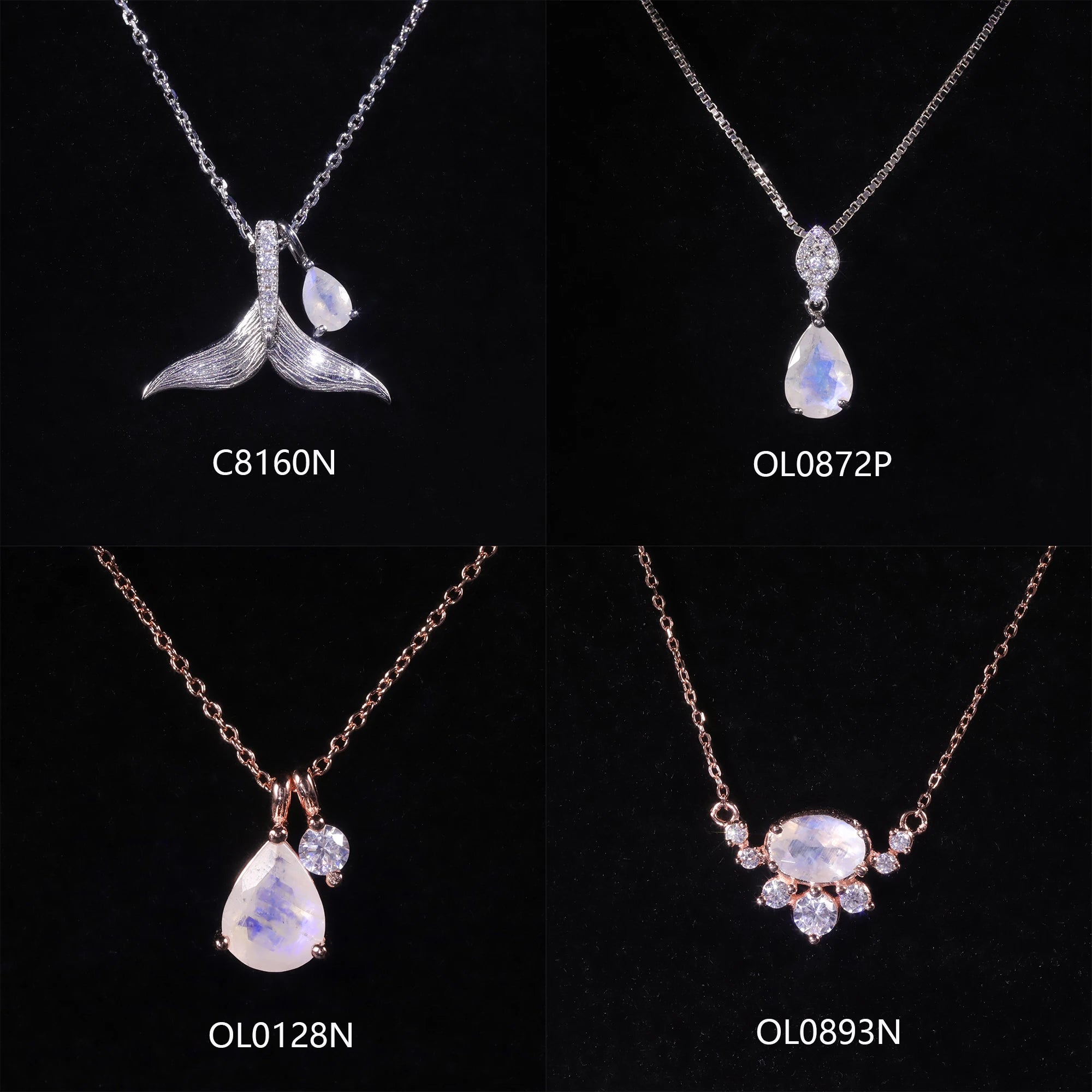 Abiding Simple Vintage Faceted Pear Oval Rainbow Blue Moonstone Pendant Necklace 925 Silver Women Jewelry Necklace