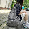 Multi-pocket Retro Denim Simple Ladies Daily Backpack College Girls Casual Daypack Students Outdoor Sports Hiking Backpack