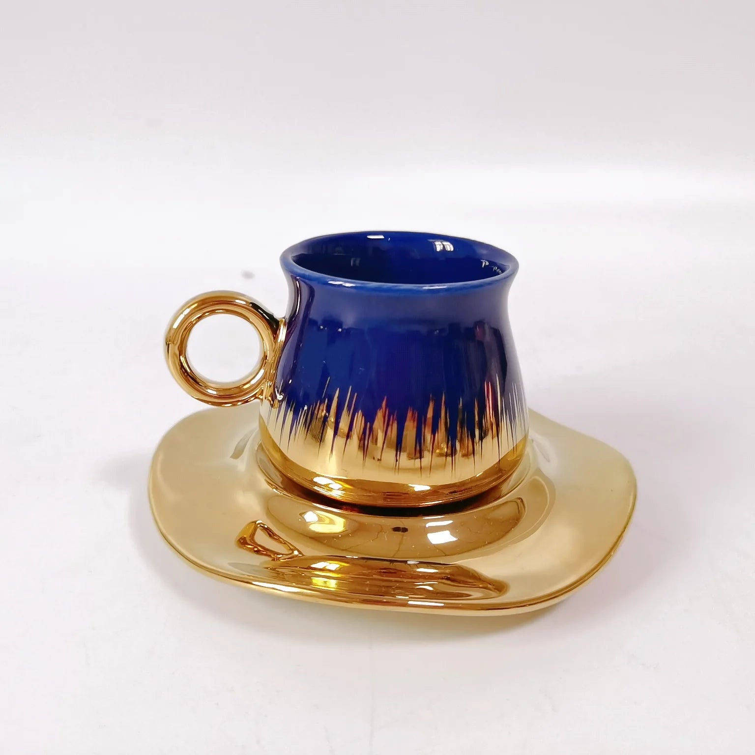 12pcs 80ml Turkish Ethiopian Coffee Set Afternoon Tea Porcelain Cup&Saucer Set with Gold Decor
