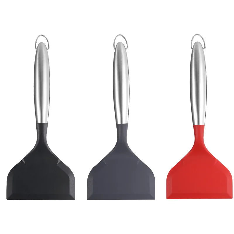 Manjia Flexible Nonstick Heat Resistant Silicone Pancakes Shovel Wide Fried Spatula Turner