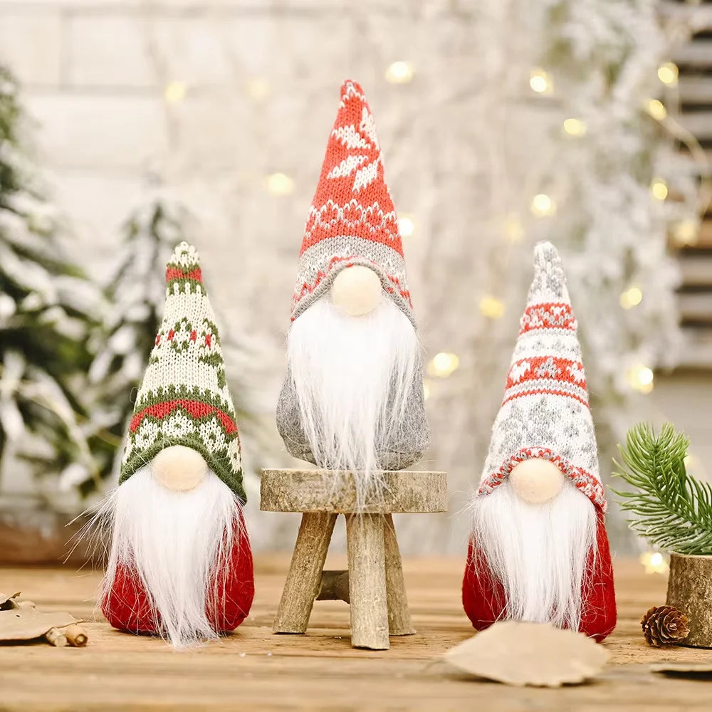 Christmas Forest Old Man Dwarf Figure Decoration Creative New Faceless Doll Snowflake Knitted Gnome